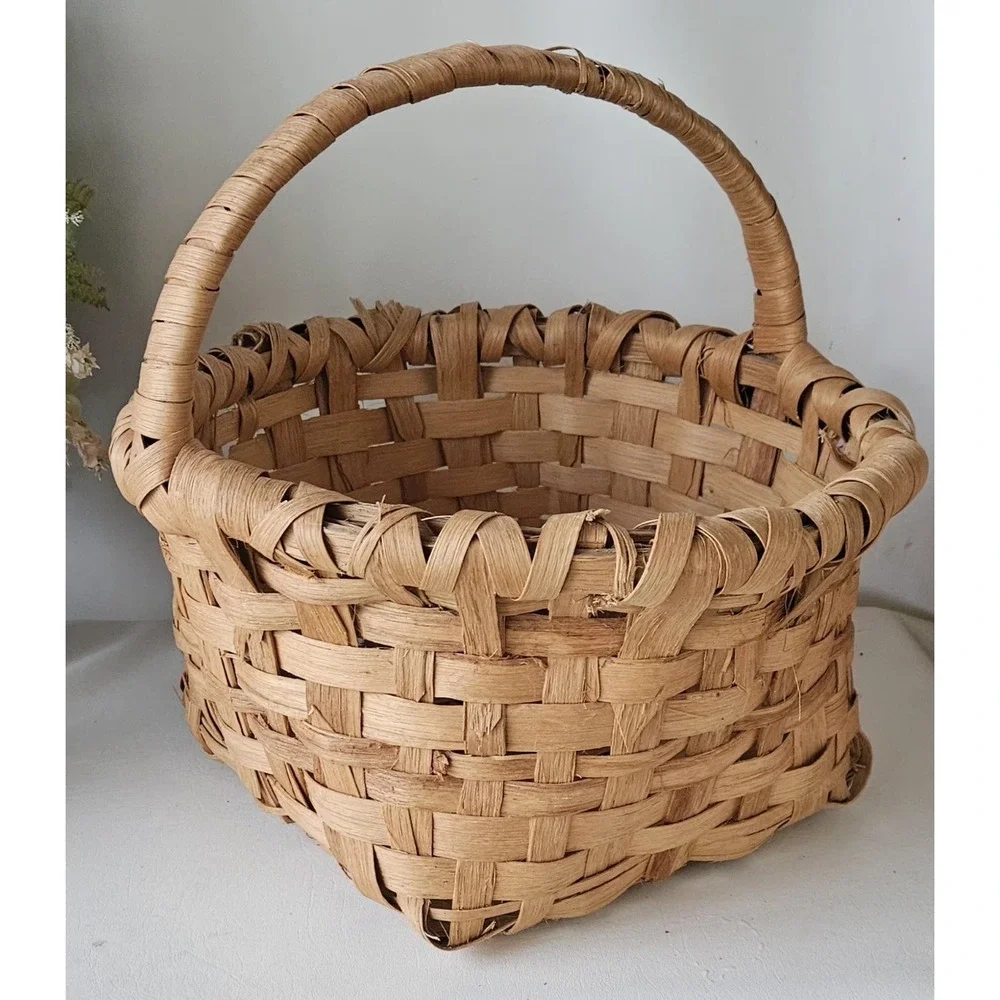 Vtg XL Huge Split Oak GATHERING BASKET Primitive Appalachian